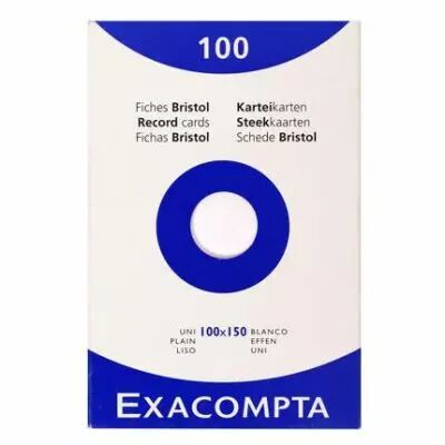 100 FICHES BRISTOL 10*15 CM BLANC 205 G