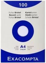 100 FICHES BRISTOL A4 21*29.7 CM BLANC 205 G