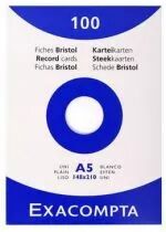 100 FICHES BRISTOL A5 14.8*21 CM BLANC 205 G