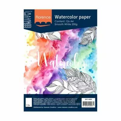 12 PAPIERS AQUARELLES LISSES 21*29,7 CM - 200 G