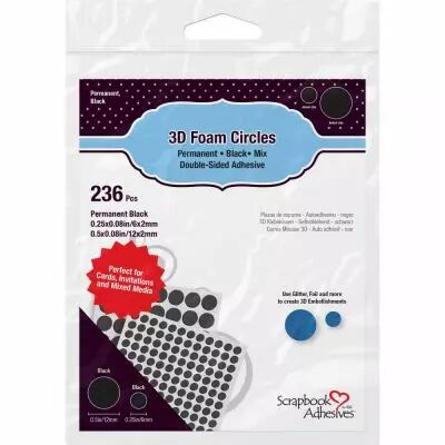 3D Foam Circles Black, Assorted Sizes