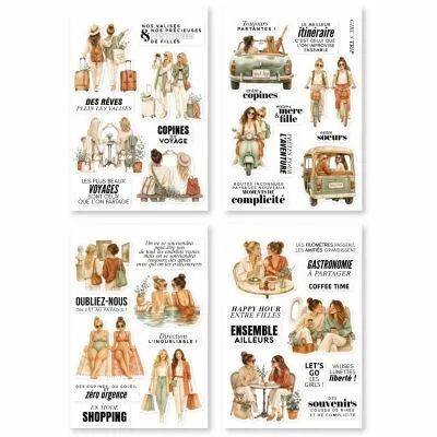 4 Planches Stickers copines voyageuses