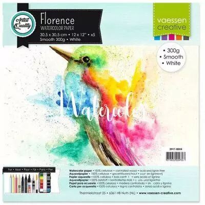 5 PAPIERS AQUARELLES 30.5 X 30.5 CM - 300 G