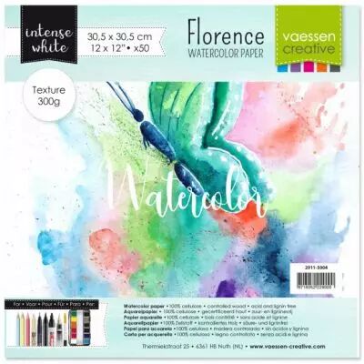50 PAPIERS AQUARELLES TEXTURE 30.5 X 30.5 CM - 300 G