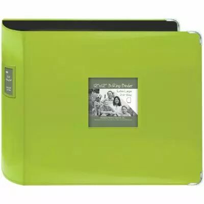 Album 3 anneaux D ring 12\ X12\  imitation cuir vert anis