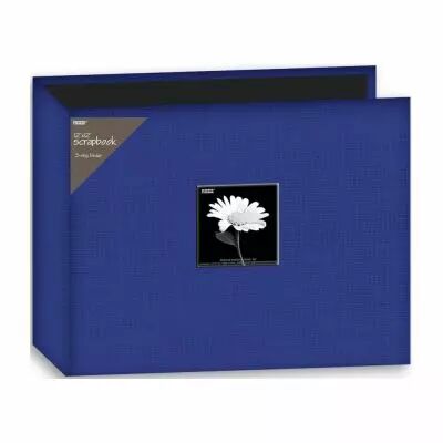 ALBUM TISSU AVEC FENETRE ANNEAUX EN D 12X12 BLEU