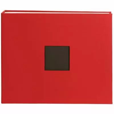 ALBUM TISSU AVEC FENETRE ANNEAUX EN D 12X12 ROUGE