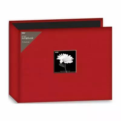 ALBUM TISSU AVEC FENETRE ANNEAUX EN D 12X12 ROUGE