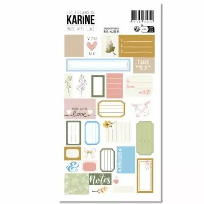 Autocollants 30 �tiquettes Made with love