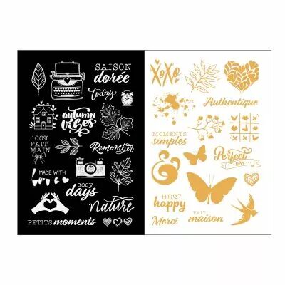 Autocollants transparents Blanc et or Collection Made with Love