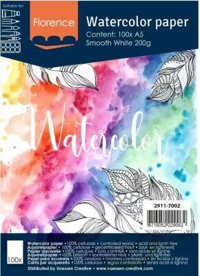 BLOC 100 PAPIERS AQUARELLE  SMOOTH WHITE - 200 G