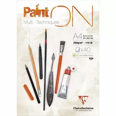 BLOC DE 40 PAPIERS PAINT ON MIX MEDIA 250G