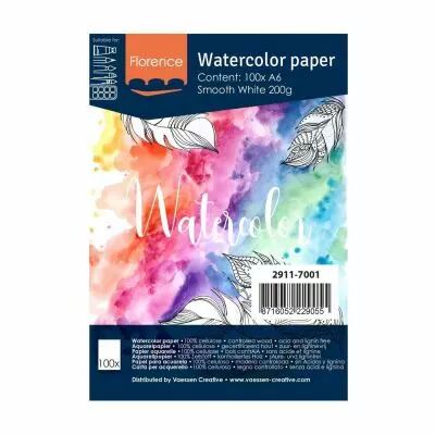 BLOG 50 PAPIERS AQUARELLE 10X15 CM SMOOTH WHITE - 200 G