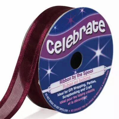 BOBINE RUBAN ORGANZA 12 MM - Bordeaux