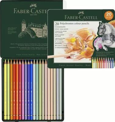 Bo�te m�tal de 20 Crayons de couleurs Polychromos