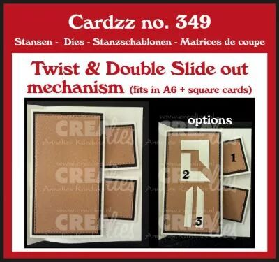 Cardzz dies no. 349, Twist & Double Slide out mechanism (fits in A6 and square card.)