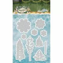 Christmas Forest Cutting dies Trees and snow