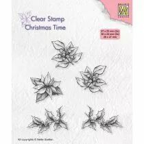 Clear Stamp Poinsettia + houx