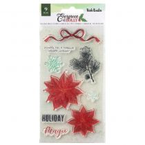 Clear Stamps 12/Pkg evergreen & holly  Holiday Magic