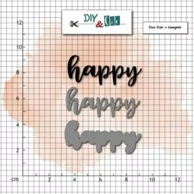 COMBO DIES ET TAMPON TRANSPARENT - Happy