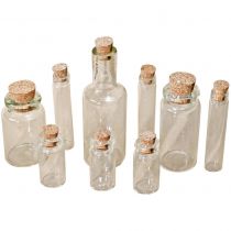 Corked Glass Vials 9/Pkg Clear 1.25\  To 3\ 