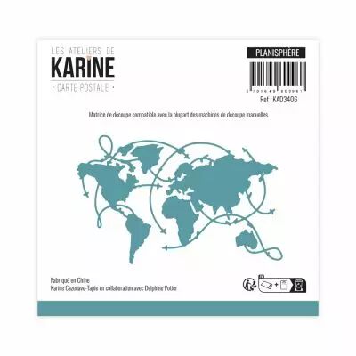 Dies Carte Postale Planisph�re - Les Ateliers de Karine