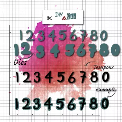 Duo die-tampon clear : Chiffres - DIY and Cie