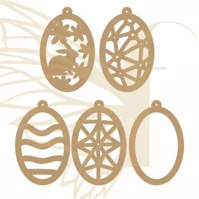 EMBELLISSEMENT EN BOIS - 5 BRELOQUES OEUFS