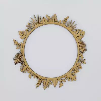 EMBELLISSEMENT EN BOIS FEUILLAGE - GRAND CADRE ROND