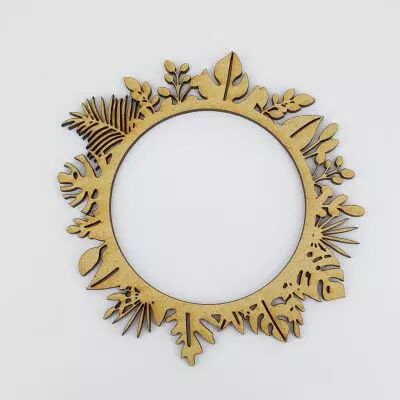 EMBELLISSEMENT EN BOIS FEUILLAGE - MOYEN CADRE ROND