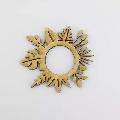 EMBELLISSEMENT EN BOIS FEUILLAGE - PETIT CADRE ROND