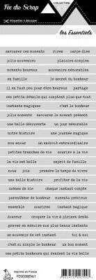 �tiquette les essentiels bande de mots gris clair
