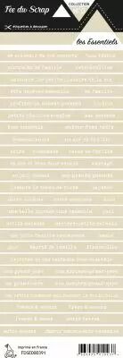 �tiquette Les essentiels bandes de mots beige clair