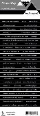 �tiquette Les essentiels bandes de mots blancs fond noir