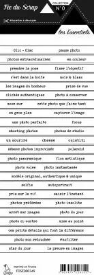 Etiquette les essentiels bandes de mots fond blanc �criture noir