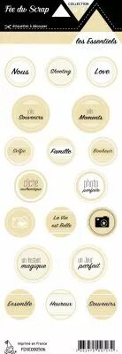 �tiquette les essentiels ronds avec mots beige