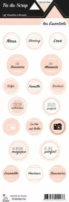 �tiquette les essentiels ronds avec mots saumon