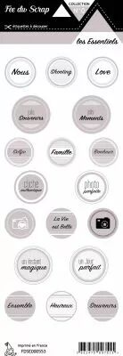 �tiquette les essentiels ronds avec mots taupe