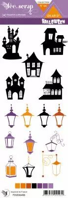 Etiquette un air d\'halloween - maisons hant�e