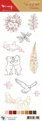 Etiquette un air de no�l canadien - illustrations chien de traineau