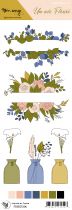 Etiquette un air fleuri - vases et bordures fleuries