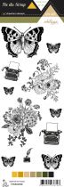 Etiquette un air vintage - Papillons et fleurs