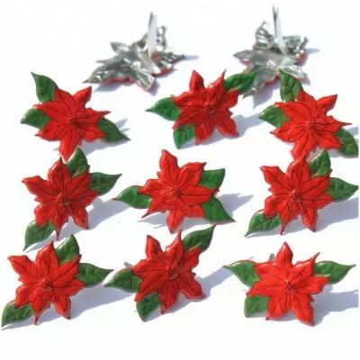 Eyelet Outlet Brads 12/Pkg poinsettia