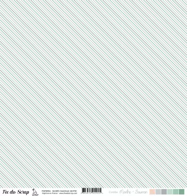 feuille combo menthe/saumon rayures diagonale