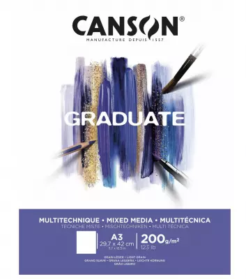FEUILLE MIXED MEDIA GRADUATE A4 200G GRAIN LEGER