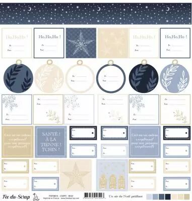 Feuille un air de no�l p�tillant - �tiquettes cadeaux
