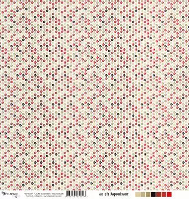 Feuille un air japonisant - fleurs de cerisier - multicolore