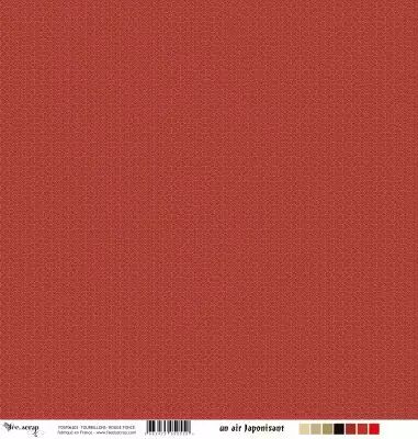 Feuille un air japonisant - tourbillons - rouge fonc�