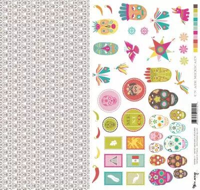 Feuille un air mexicain - motifs mexicains � d�couper