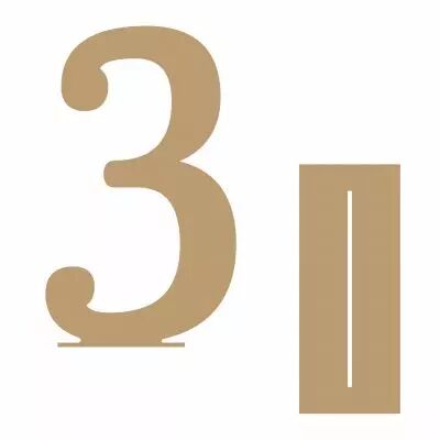 GRAND CHIFFRE 21,8 CM + SUPPORT MDF 3 MM 3 